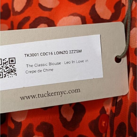 Tucker The Classic Blouse Leo in Love Silk Crepe de Chine Red Leopard Print - Picture 4 of 8